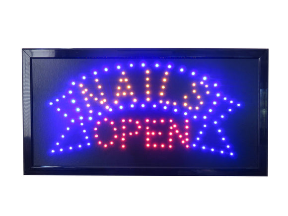 19x10 LED Neon Sign Lighting by Tripact Inc - 2 Swtiches: Power & Animation for Business Identification - Nails Open