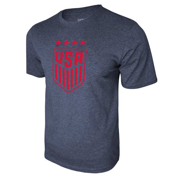 Icon Sports U.S. Soccer Federation USMNT Logo Adult T-Shirt Grey w/ Red Logo