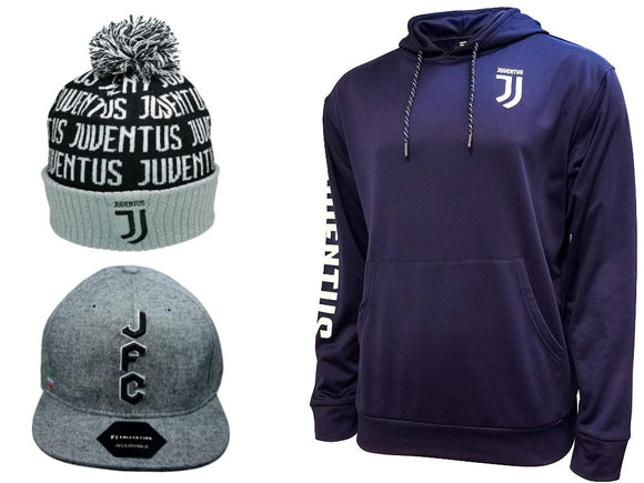 Icon Sports Juventus Soccer Hoodie Beanie Cap 3 Items combo 63-3