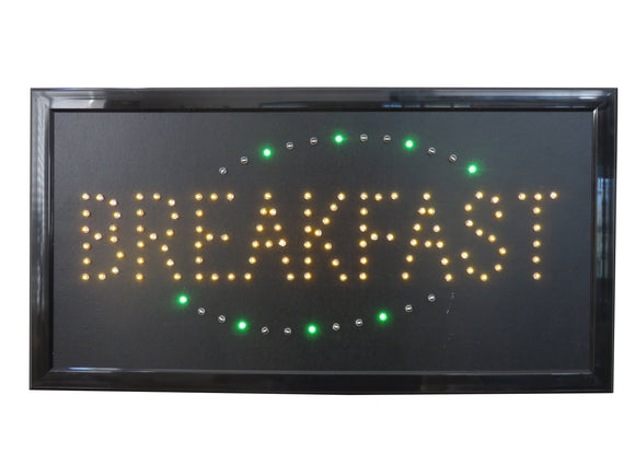 19x10 LED Neon Sign Lighting by Tripact Inc - 2 Swtiches: Power & Animation for Business Identification - Breakfast