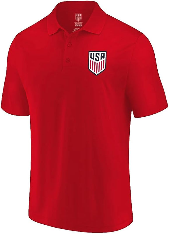 U.S. Soccer USMNT Official Men Home Soccer Polo Shirt Red Logo