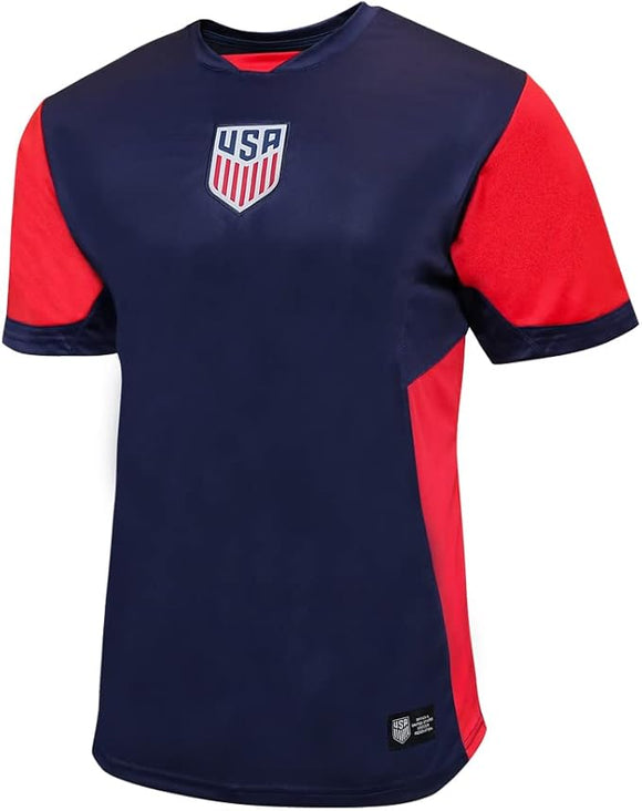 Icon Sports U.S. Soccer Federation USMNT Adult Game Day Soccer Jersey T-Shirt- Legend Navy