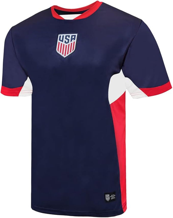 Icon Sports U.S. Soccer Federation USMNT Adult Game Day Soccer Jersey T-Shirt- Legend Navy/Red