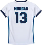 Icon Sports Officially Licensed U.S. Soccer 4 Star USWNT Girls Game Day Tee, Youth Soccer Shirt & Gear- Alex Morgan 13 Blue