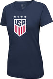 U.S. Soccer Federation USWNT Logo Adult T-Shirt Navy Logo 4 Star - Women Size - Morgan 13