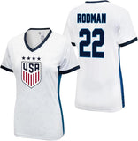 Icon Sports Official Licensed U.S. Soccer 4 Star USWNT Players Woman's Game Day Shirts Football Tee Top -Trinity Rodman 22 Blue