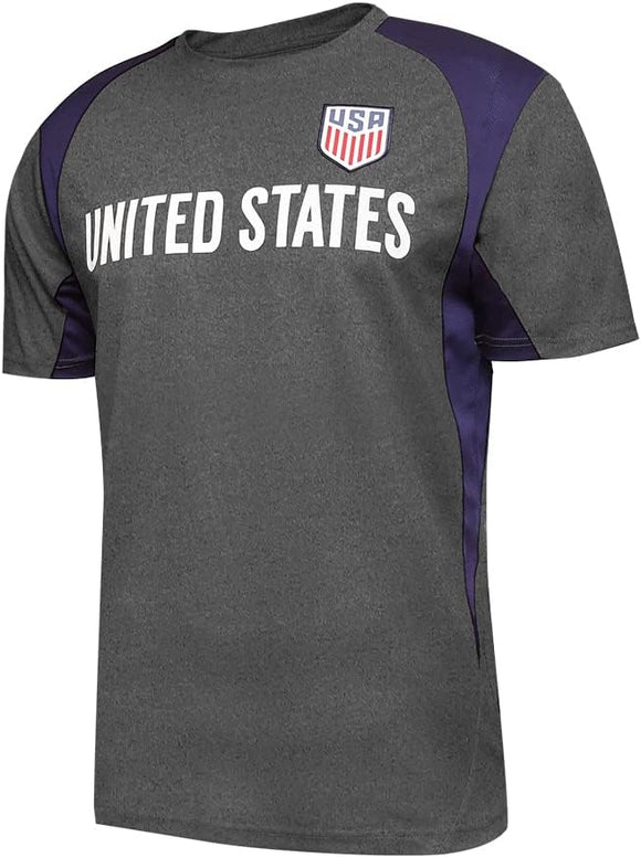 Icon Sports U.S. Soccer Federation USMNT Adult Game Day Soccer Jersey T-Shirt- Highlight Heather Charcoal Navy