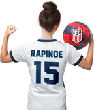 Icon Sports Officially Licensed U.S. Soccer 4 Star USWNT Girls Game Day Tee, Youth Soccer Shirt & Gear- Rose Lavelle 16 Blue