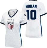 Icon Sports Official Licensed U.S. Soccer 4 Star USWNT Players Woman's Game Day Shirts Football Tee Top - Lindsey Horan 10 Blue