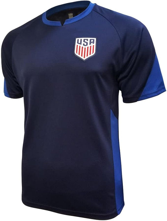 Icon Sports U.S. Soccer Federation USMNT Adult Game Day Soccer Jersey T-Shirt- Striker Navy