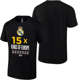 Real Madrid Official Licensed Soccer Tee Soccer T-Shirt - 15X King of Europe