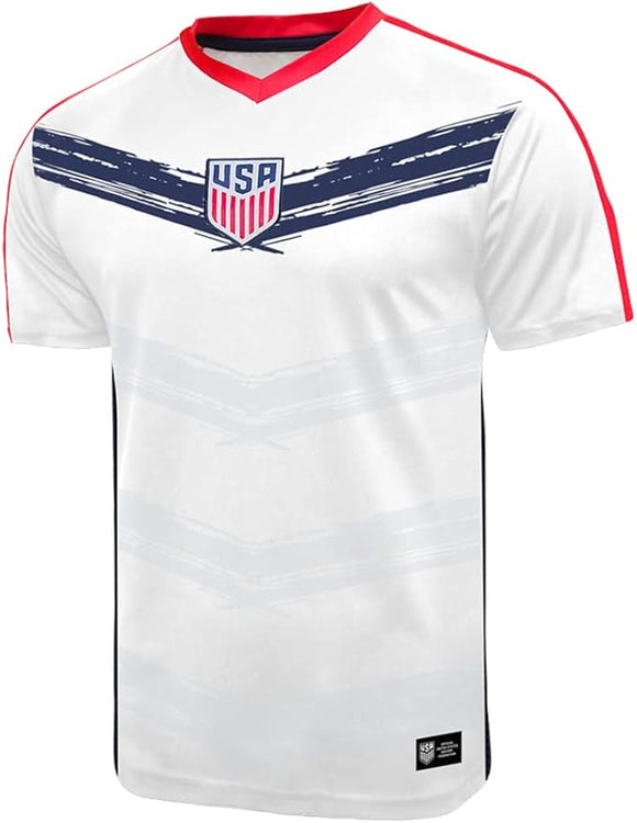 Icon Sports U.S. Soccer Federation USMNT Adult Game Day Soccer Jersey T-Shirt- Crossover White