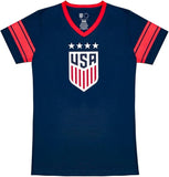 Icon Sports Officially Licensed U.S. Soccer 4 Star USWNT Girls Game Day Tee, Youth Soccer Shirt & Gear- Alex Morgan 13 Navy/Red