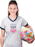 Icon Sports Officially Licensed U.S. Soccer 4 Star USWNT Girls Game Day Tee, Youth Soccer Shirt & Gear- Rose Lavelle 16 Blue