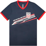 Icon Sports Official Licensed US Soccer USMNT Youth Kids Game Day Shirts Athletic Active Training Game Tee Top- Edge Warmup Navy