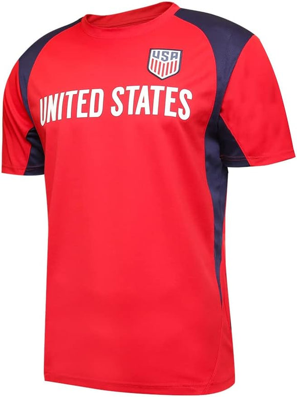 Icon Sports U.S. Soccer Federation USMNT Adult Game Day Soccer Jersey T-Shirt- Highlight Red
