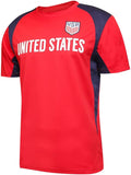Icon Sports U.S. Soccer Federation USMNT Adult Game Day Soccer Poly Shirt T-Shirt- Highlight Red