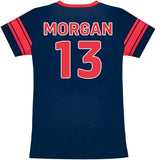 Icon Sports Officially Licensed U.S. Soccer 4 Star USWNT Girls Game Day Tee, Youth Soccer Shirt & Gear- Alex Morgan 13 Navy/Red