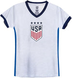 Icon Sports Officially Licensed U.S. Soccer 4 Star USWNT Girls Game Day Tee, Youth Soccer Shirt & Gear- Rose Lavelle 16 Blue