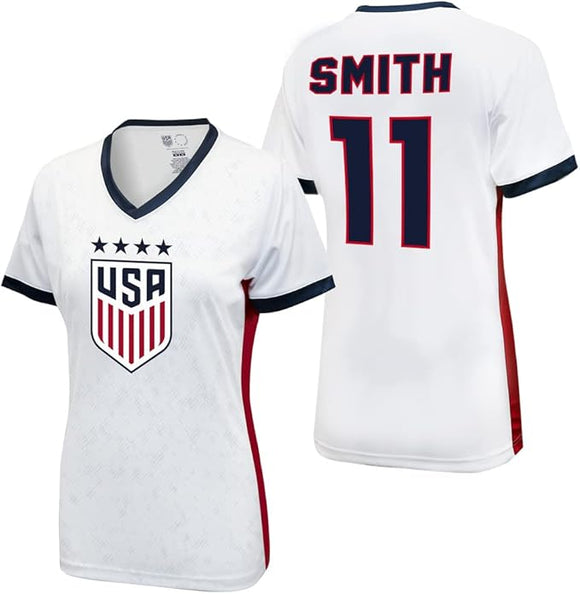 Icon Sports Official Licensed U.S. Soccer 4 Star USWNT Players Woman's Game Day Shirts Football Tee Top -Sophia Smith 11 Red