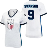 Icon Sports Official Licensed U.S. Soccer 4 Star USWNT Players Woman's Game Day Shirts Football Tee Top -Mallory Swanson 9 Blue