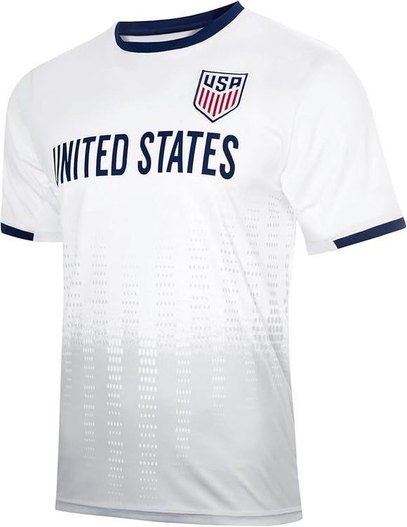 Icon Sports U.S. Soccer Federation USMNT Adult Game Day Soccer Jersey T-Shirt- Frequency White