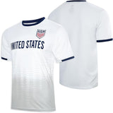 Icon Sports U.S. Soccer Federation USMNT Adult Game Day Soccer Poly Shirt T-Shirt- Frequency White
