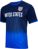 Icon Sports U.S. Soccer Federation USMNT Adult Game Day Soccer Poly Shirt T-Shirt- Frequency Navy