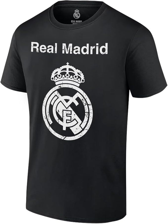 Real Madrid Official Licensed Soccer Tee Soccer T-Shirt - Black with Logo