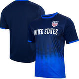 Icon Sports U.S. Soccer Federation USMNT Adult Game Day Soccer Poly Shirt T-Shirt- Frequency Navy