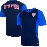 Icon Sports U.S. Soccer Federation USMNT Adult Game Day Soccer Poly Shirt T-Shirt- Shattered 2.0 Navy
