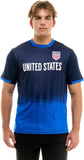 Icon Sports U.S. Soccer Federation USMNT Adult Game Day Soccer Poly Shirt T-Shirt- Frequency Navy