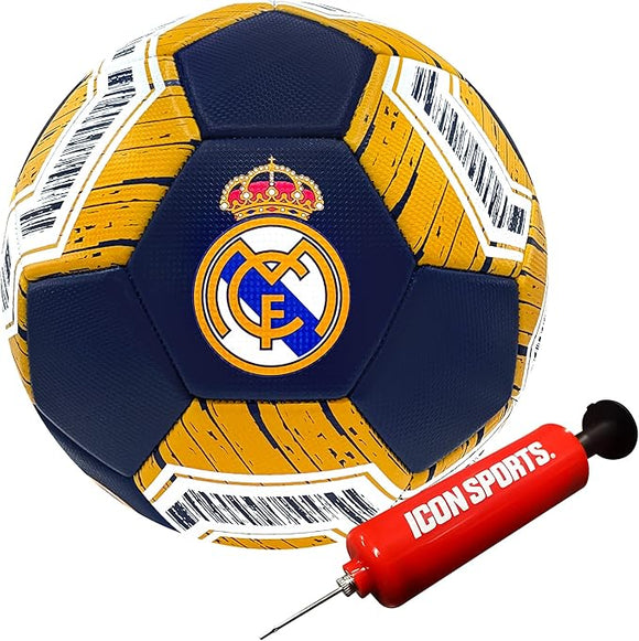 2025 Real Madrid Soccer Ball Officially Licensed Player Ball Size 5 (Shiny Fabric) Orange Black