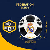 2025 Real Madrid Soccer Ball Officially Licensed Player Ball Size 5 (Shiny Fabric) RMCF White