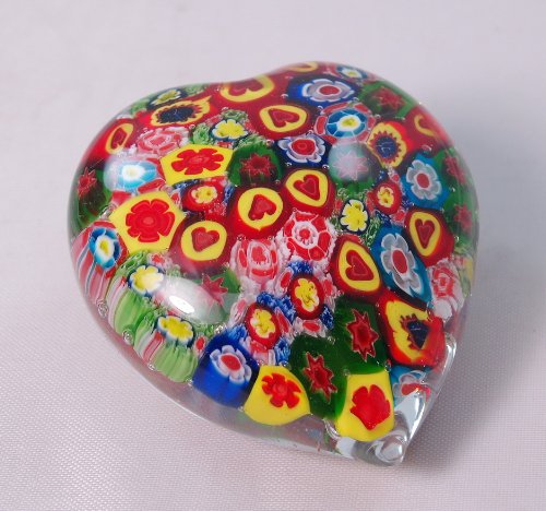 M Design Art Handcraft Rainbow Pattern Apple Glass Paperweight