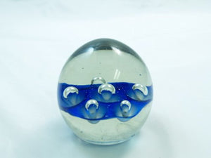 M Design Art Handcraft Blue Yellow & Clear Spiraling Helix in Egg Paperweight 02