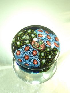 M Design Art Blown Glass Rainbow Millefiori Paperweight 03