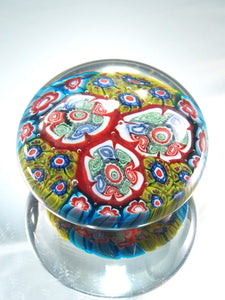 M Design Art Blown Rainbow Color Layer Swirls Egg Glass Paperweight