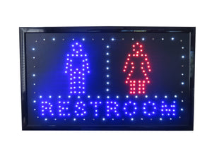 19x10 LED Neon Sign Lighting by Tripact Inc - 2 Swtiches: Power & Animation for Business Identification - Restroom