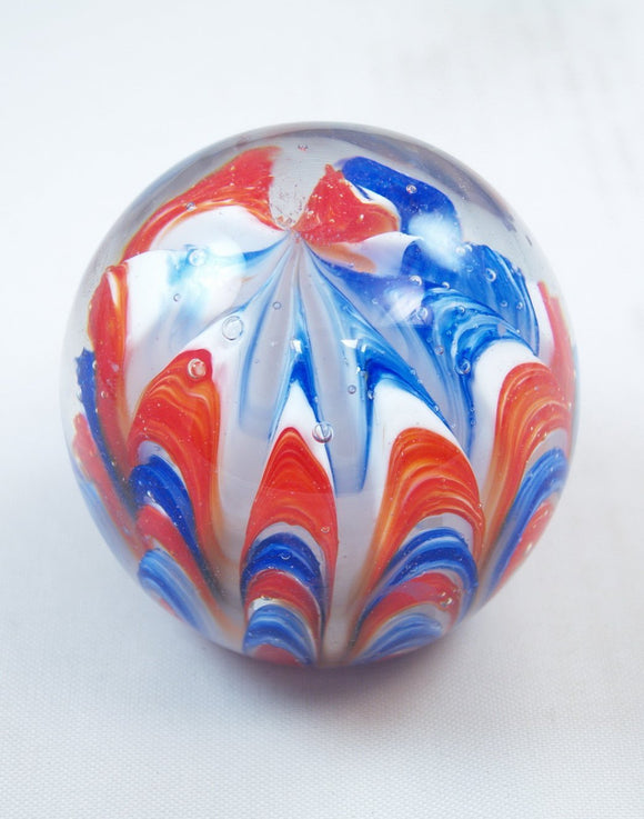 M Design Art Handcraft Bubbling Blue and Yellow Coral in Egg Paperweight