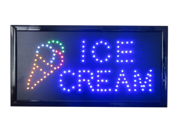 19x10 LED Neon Sign Lighting by Tripact Inc - 2 Swtiches: Power & Animation for Business Identification - Ice Cream