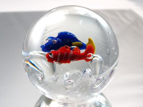 M Design Art Handcraft Glass Warm Color Abstract Design 2 Layer Paperweight