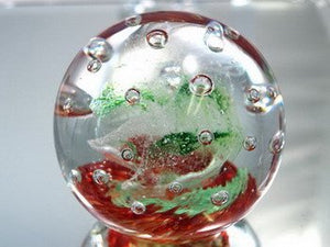 M Design Art Handcraft Glass Maroon Rose Crystal Handmade Paperweight