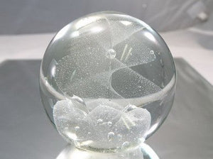M Design Art Handcraft Glass Red Flower in Clear Egg Paperweight 01