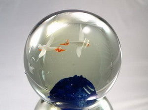 M Design Art Handcraft Glass Twins Fish Iceberg Handmade Glass Paperweight