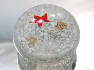 M Design Art Handcraft Glass Black and Ruby Swirls Spiral XL Heart Glass Paperweight