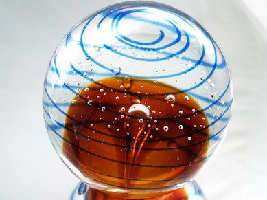 M Design Art Handcraft Glass Clear Line Bubble Handmade Paperweight
