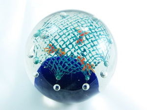 M Design Art Handcraft Mystic Bubble Floating in Sea of Golden Sand Paperweight