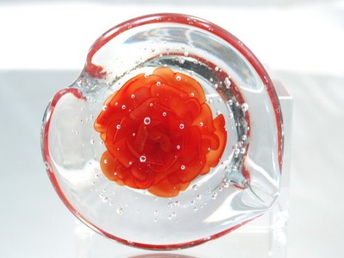 M Design Art Handcraft Glass Orange Rose Crystal Ball Handmade Paperweight