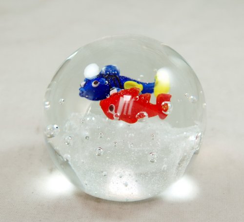 M Design Art Handcraft Glass Fishworld Family Crystal Sculpture 01